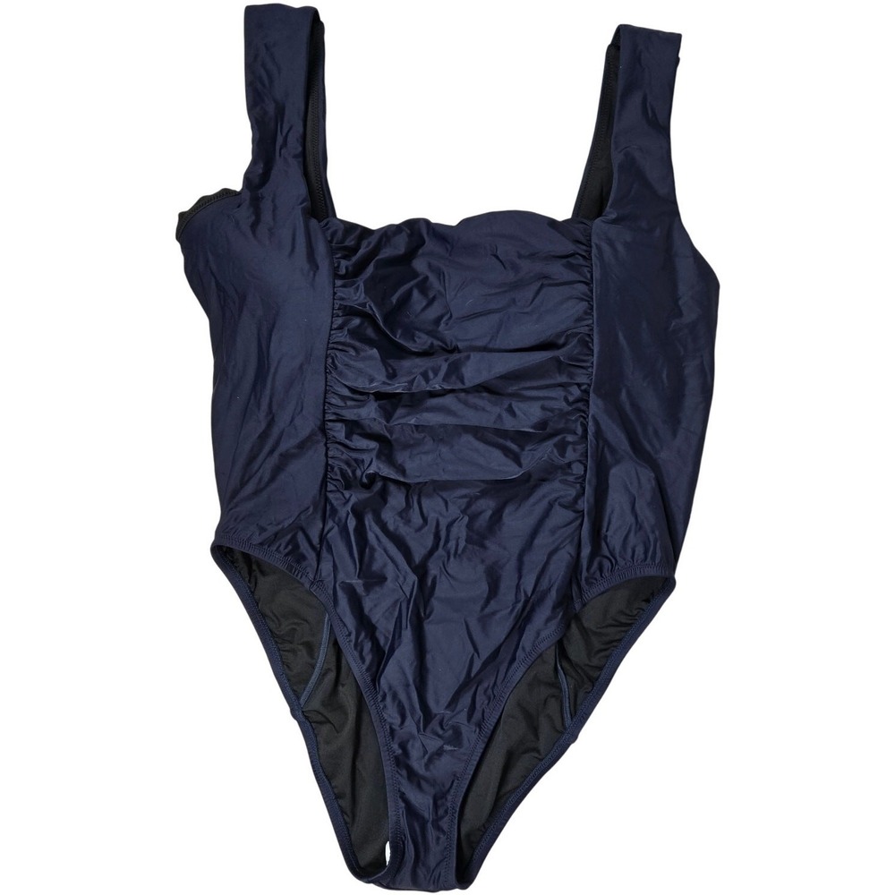 J. Crew Ruched‎ squareneck one-piece in Navy Plus 24 NWT
